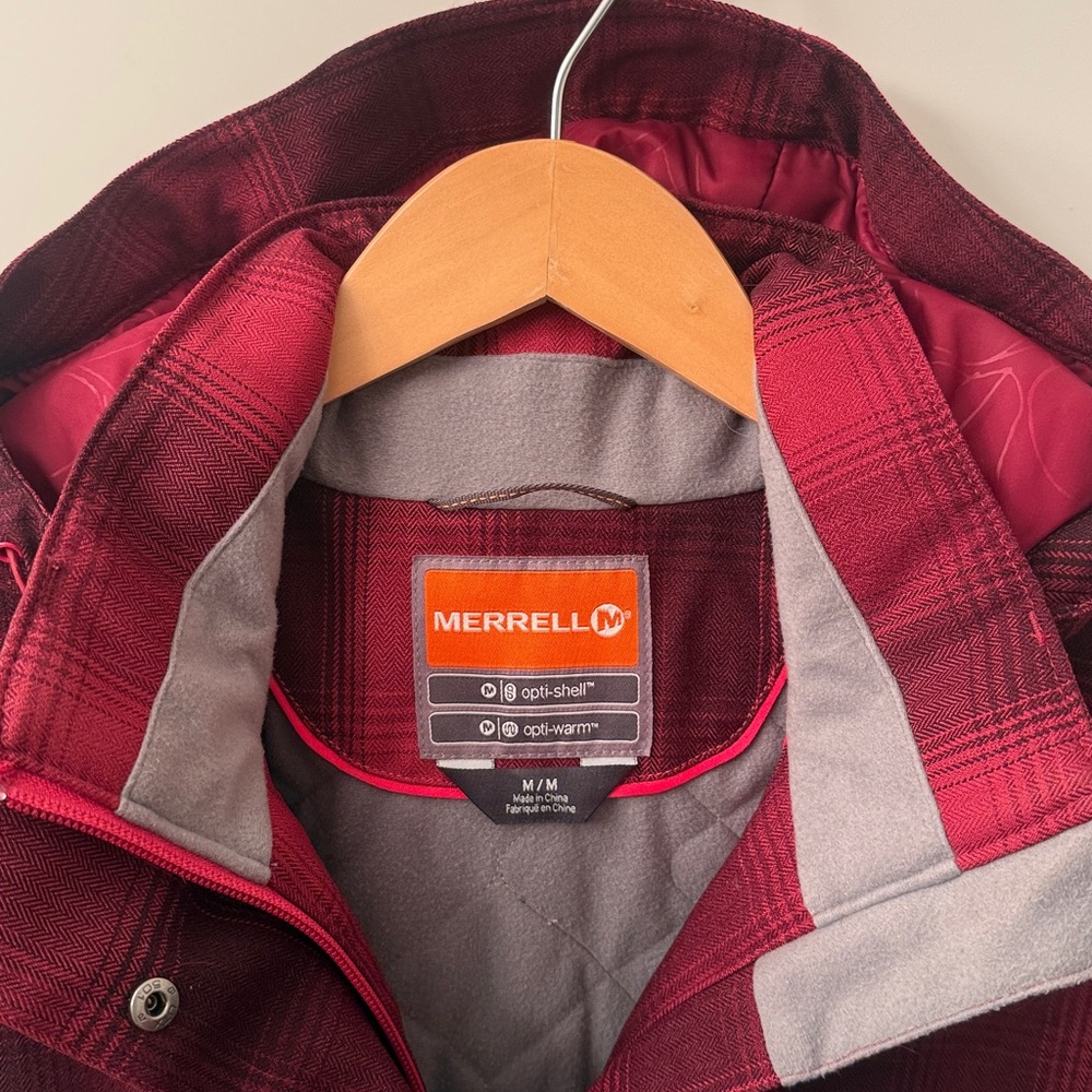 Merrell Women's Dark Red Plaid Utility Fall Winter Jacket